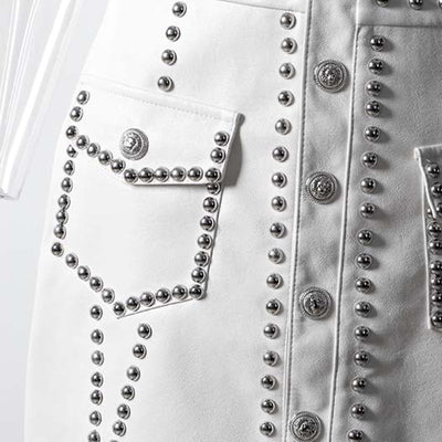 CK62 Punk style High waist leather skirts (2 Colors).