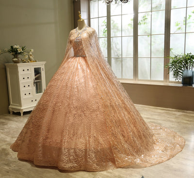 CG192 Sequined quinceanera dress with Shawl (6 Colors )