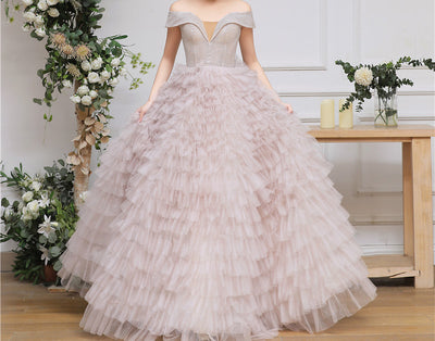 LG339 Real Photo puffy ruffle Evening gowns(7 Colors)