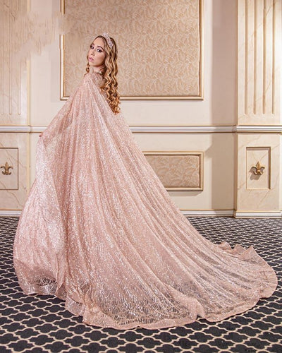 CG192 Sequined quinceanera dress with Shawl (6 Colors )