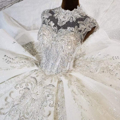 HW361 Luxurious Crystal Beading Sequined Wedding Dress
