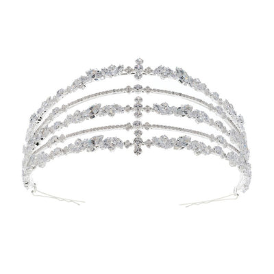 BJ135 Luxury Diamond Bridal Tiara(Silver/Gold)