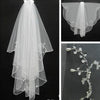 BV36 Handmade Beading 2 layers Bridal Veils