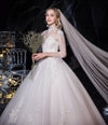 CW373 Real Photo cheap High Neck 3/4 Flare Sleeves Bridal Dresses