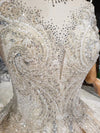 HW85 Luxury vintage high neck lace wedding Gown with ruffle train