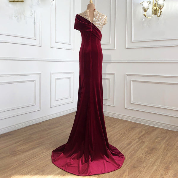 LG401 Real Pictures : Luxury velvet mermaid Evening Gowns (3 Colors ...