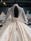 HW132 Luxurious high neck lantern sleeves sequin beading Wedding Gown