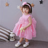 FG222 : 3pcs Sets :Baby Dress+Coat+Hairband(Pink/White/Red)
