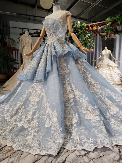 CG155 Real Photo Light blue Red carpet Gown