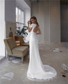CW495 Classy Sequined high split wedding Dress