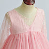 FG203 Ruffle Flower Girls Dresses(White/Pink)