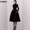 MX625 Black Velvet high neck Party Dresses (S-3XL)