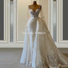 CW492 Full Mesh Sleeve mermaid Wedding Dress with overskirt