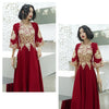 PP261 Plus size gold embroidery half sleeve Evening Dress