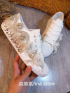 BS30 Handmade korean style rhinestone fringe Bridal sneakers(3 Colors)