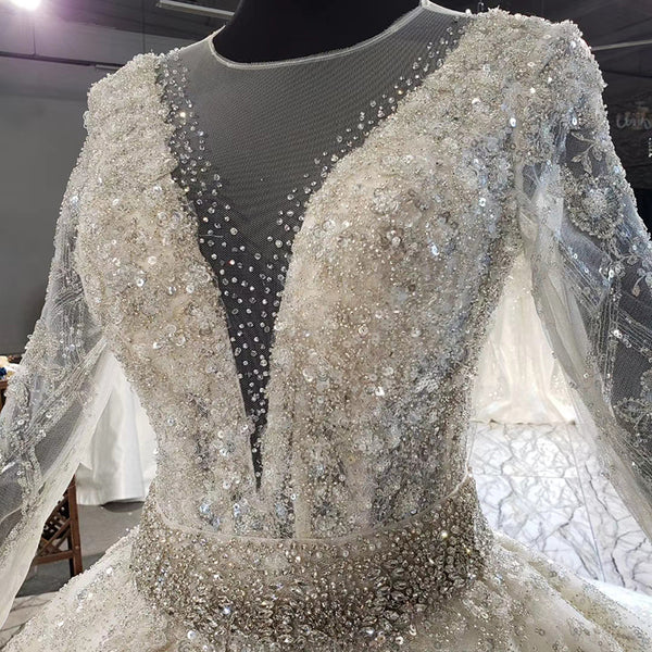 HW179 Real picture handmade full diamond beaded Wedding Gowns ...