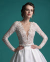 SS114 Lace Knee Length Illusion Back Wedding Gown