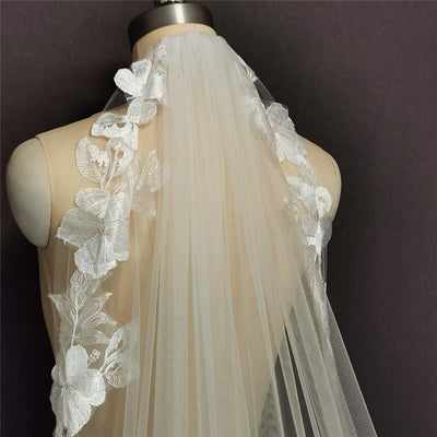 BV61 Real Photo flower lace Wedding veil 300 cm