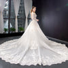 HW356 : 2pcs Long Sleeve Mermaid Wedding Dress With Detachable Chapel Train