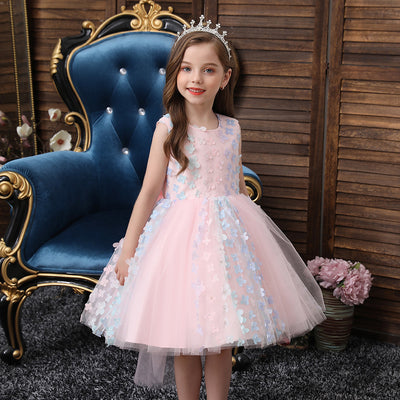 FG412 Mini 3D floral beaded Party dresses for girls ( 4 Colors )