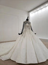 HW115 High neck illusion long sleeve tassel swollen wedding gowns