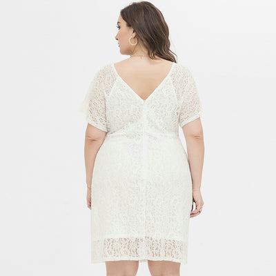 MX279 Plus size White lace Cocktail dress