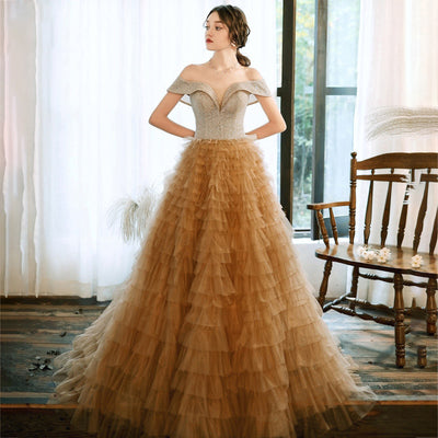 LG339 Real Photo puffy ruffle Evening gowns(7 Colors)