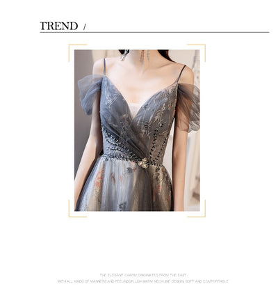 BH305 Spaghetti Strap Gray Homecoming dress