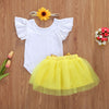 FG388 : 3pcs Sunflower Newborn Bodysuit + skirt +Headband