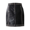CK62 Punk style High waist leather skirts (2 Colors).