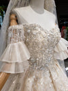 HW90 Princess off the shoulder bead sequin flare sleeves Wedding Gown