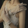 BV179 Bridal gloves see Through with pearl beading