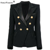 TJ172 PU Leather Collar Black Blazer