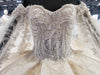 HW112 Luxury beaded sequined long sleeve wedding gown with cape