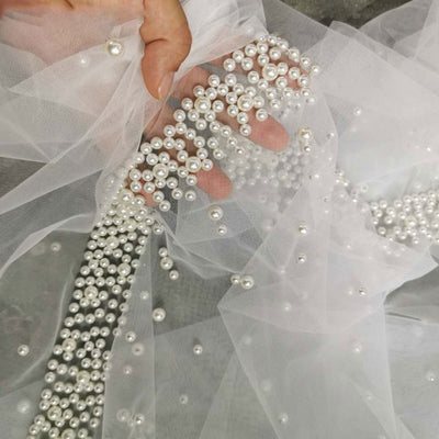 BV69 Pearl Beading Bridal Veils