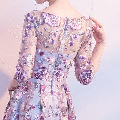 BH252 Floral embroidery Bridesmaid dresses (Purple/Red)
