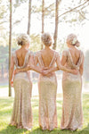PP89 Plus size Rose Gold Sequin Evening Gowns