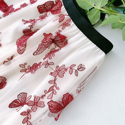 CK71 Butterfly Embroidery tulle skirts ( 4 Colors )