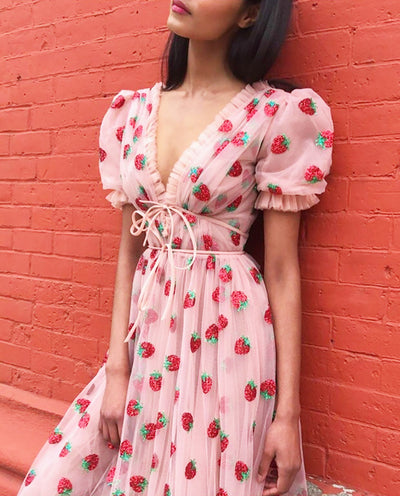 MX278 Strawberry sequin Plus size Dresses  ( 2 Colors )