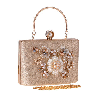 CB242 Flower pearls beading Evening Clutch Purse ( 2 Colors )