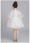 FG328 White Tulle Embroidery Flower Girl Dress