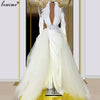 LG311 Deep V neckline long sleeves Evening Gown
