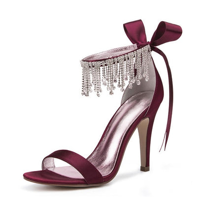BS116 Crystals Tassel Satin Wedding Shoes ( 13 Colors )