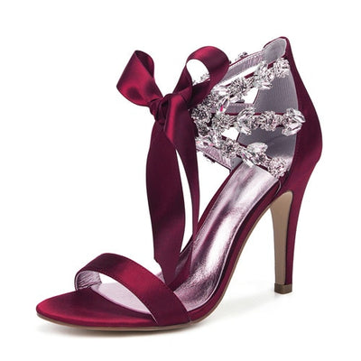 BS114 Rhinestones satin Bridal Heels ( 13 Colors)
