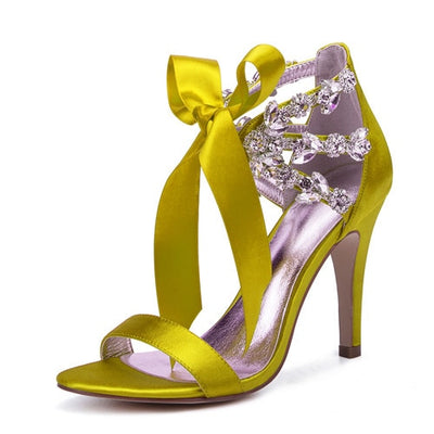 BS114 Rhinestones satin Bridal Heels ( 13 Colors)