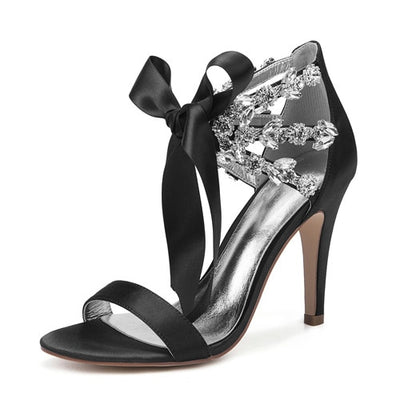 BS114 Rhinestones satin Bridal Heels ( 13 Colors)
