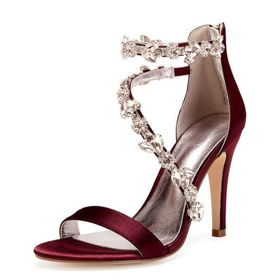 BS124 Satin & Rhinestones Wedding Heels (26 Colors)