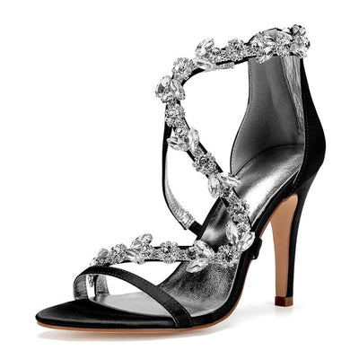 BS124 Satin & Rhinestones Wedding Heels (26 Colors)