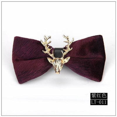 DIY282 High end Fashion bow tie with metal elk head (21 Colors)