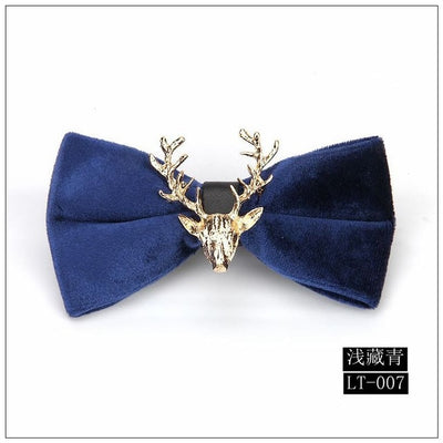 DIY282 High end Fashion bow tie with metal elk head (21 Colors)